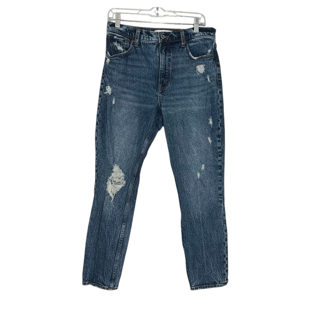 Abercrombie & Fitch The Skinny High Rise Jeans Distressed Size 29 8R Blue
